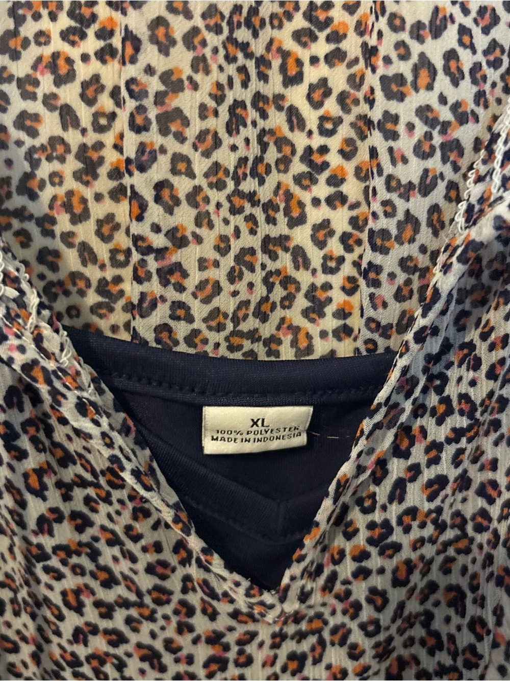 Liz Claiborne Womens Blue White Animal Print Short Sleeved Blouse Size XL - Picture 3 of 5